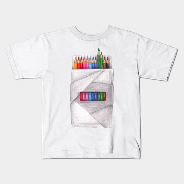 box of crayons. color pencil Kids T-Shirt by lisenok